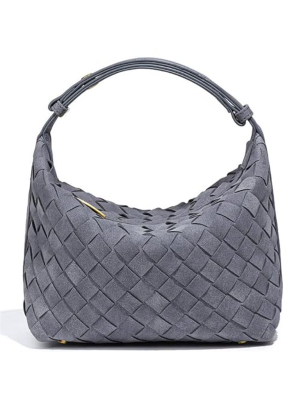 Vegan Leather Woven Shoulder Bag Hobo Purse Suede Handbag Top Handle